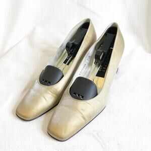 Stuart Weitzman gold metallic square heel pumps size 7.5 B